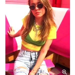 👕EMMA & SAM - NWT Neon Cropped Sheer Top